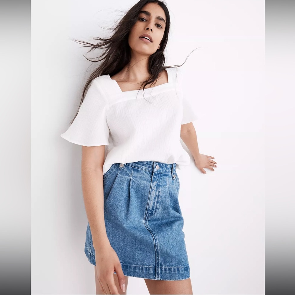 Madewell Denim Pleated Mini Skirt